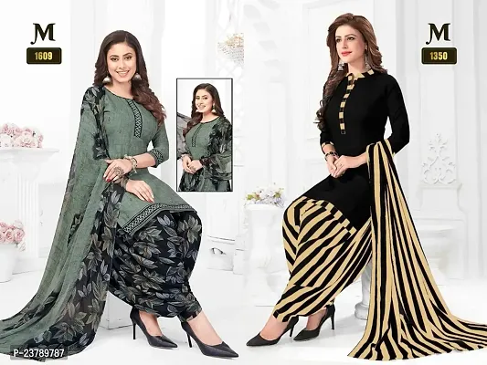 Beautiful Crepe Printed Dress Material with Dupatta Pack Of 2