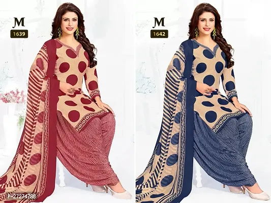 Beautiful Crepe Printed Dress Material with Dupatta Pack Of 2