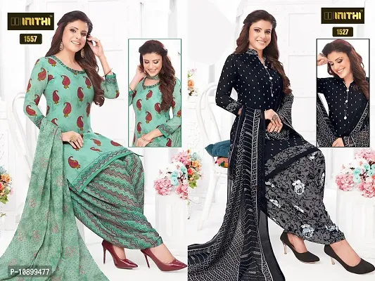 Beautiful American Crepe Printed Dress Material with Dupatta Pack Of 2