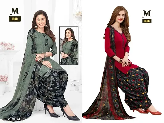 Beautiful Crepe Printed Dress Material with Dupatta Pack Of 2