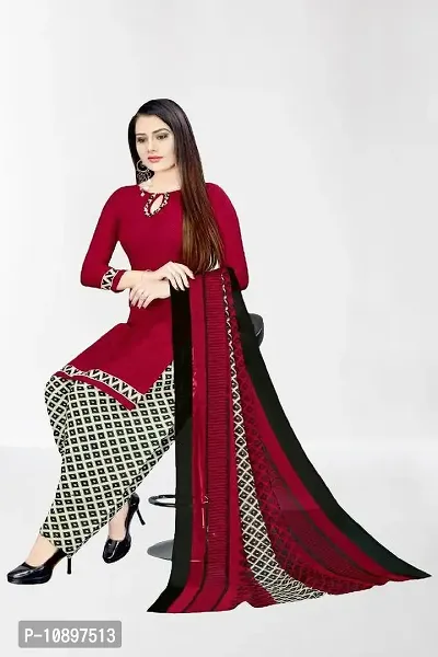 Beautiful Crepe Printed Unstitched Dress Material with Dupatta-thumb0