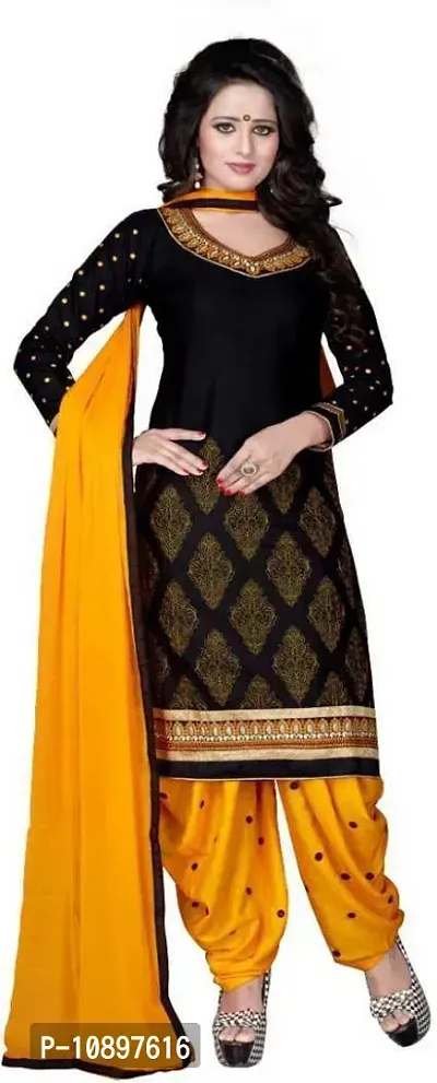 Beautiful Crepe Printed Unstitched Dress Material with Dupatta