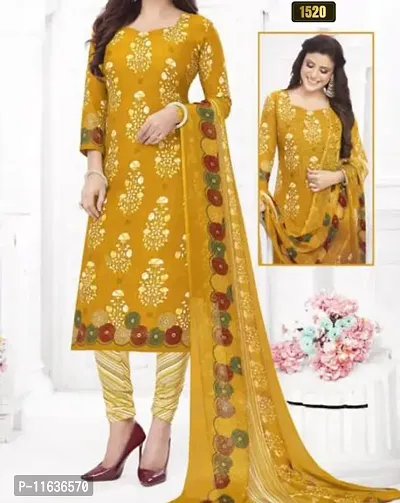 Beautiful Crepe Printed Dress Material with Dupatta-thumb0