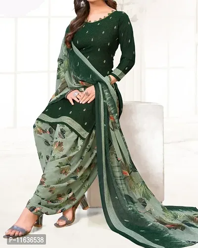 Beautiful Crepe Printed Dress Material with Dupatta-thumb0