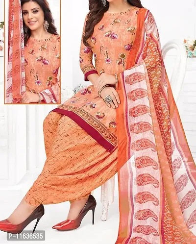 Beautiful Crepe Printed Dress Material with Dupatta