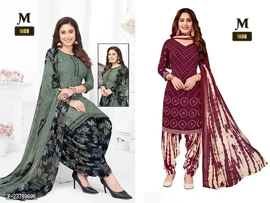 Beautiful Crepe Printed Dress Material with Dupatta Pack Of 2