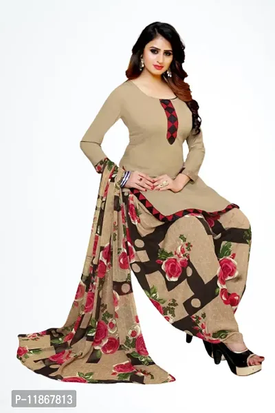 Beautiful Crepe Printed Dress Material with Dupatta-thumb0