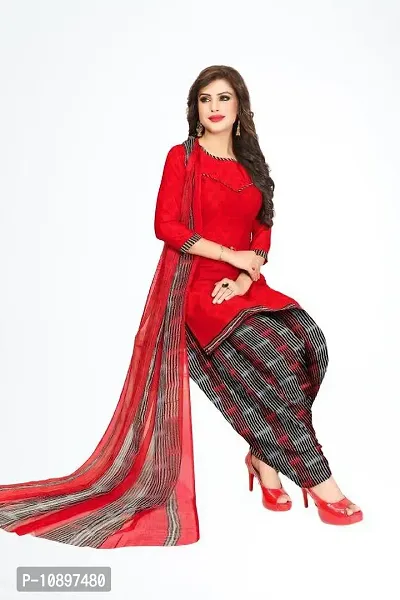 Beautiful Crepe Printed Unstitched Dress Material with Dupatta