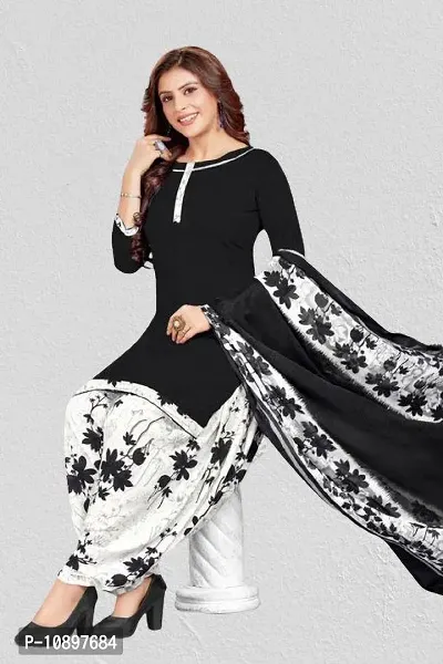 Beautiful Crepe Printed Unstitched Dress Material with Dupatta