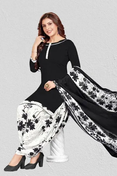 Printed Synthetic Dress Material with Dupatta