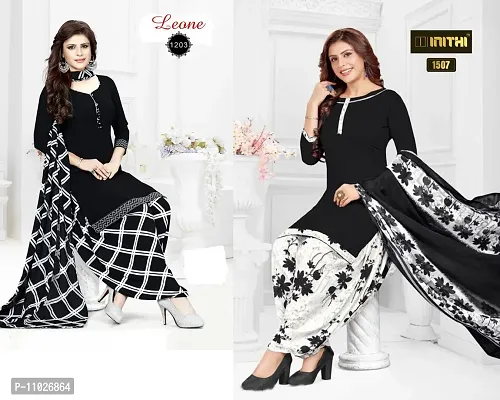 Beautiful American Crepe Printed Dress Material with Dupatta Pack Of 2-thumb0