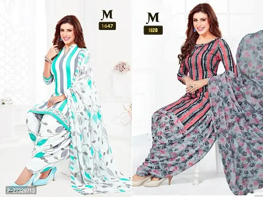 Beautiful Crepe Printed Dress Material with Dupatta Pack Of 2