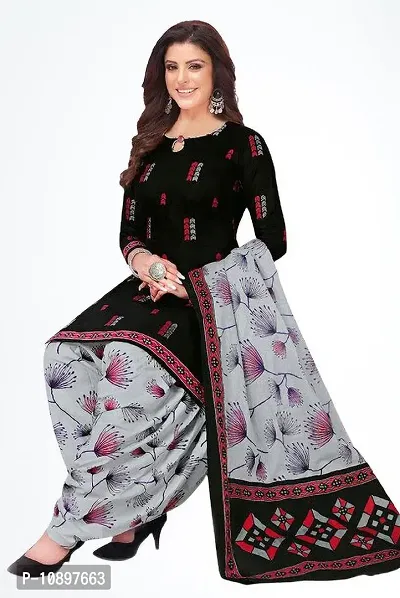 Beautiful Crepe Printed Unstitched Dress Material with Dupatta