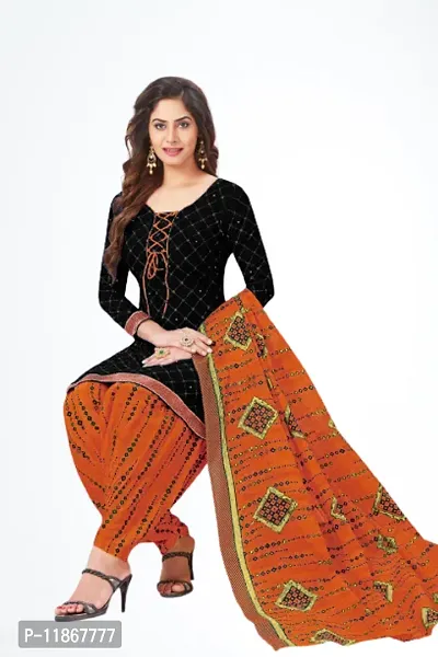 Beautiful Crepe Printed Dress Material with Dupatta