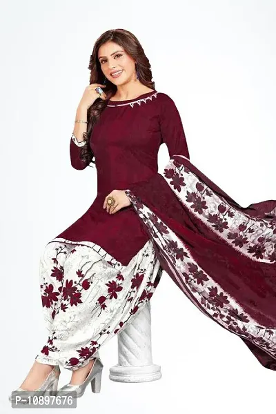 Beautiful Crepe Printed Unstitched Dress Material with Dupatta-thumb0