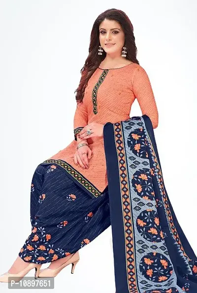 Beautiful Crepe Printed Unstitched Dress Material with Dupatta-thumb0