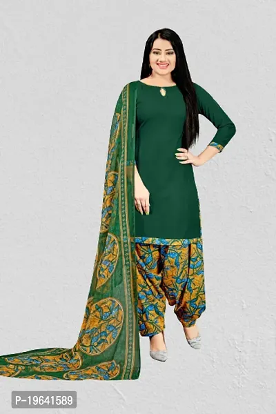 Beautiful Crepe Printed Dress Material with Dupatta-thumb0