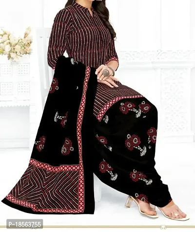 Beautiful Crepe Printed Dress Material with Dupatta-thumb0