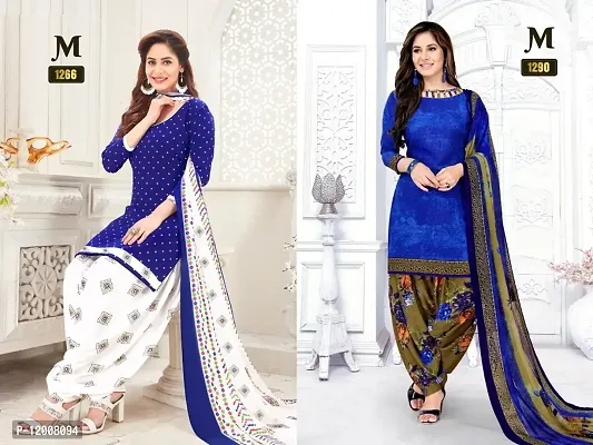 Beautiful Crepe Printed Dress Material with Dupatta Pack of 2