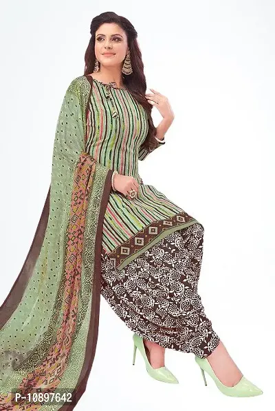 Beautiful Crepe Printed Unstitched Dress Material with Dupatta