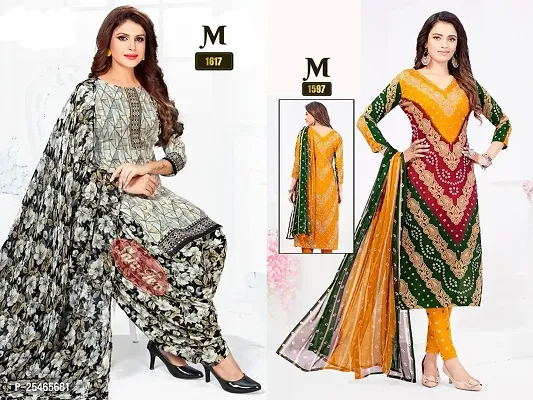 Beautiful Crepe Printed Dress Material with Dupatta Pack Of 2