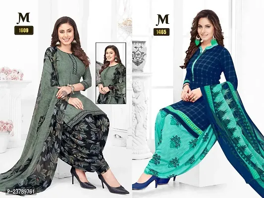 Beautiful Crepe Printed Dress Material with Dupatta Pack Of 2