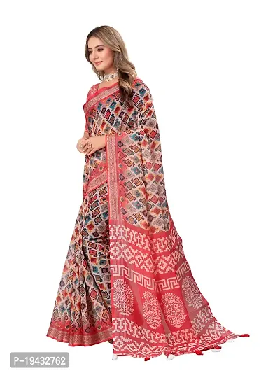 Casual Wear Printed Linen Saree For Women And Girls-thumb2