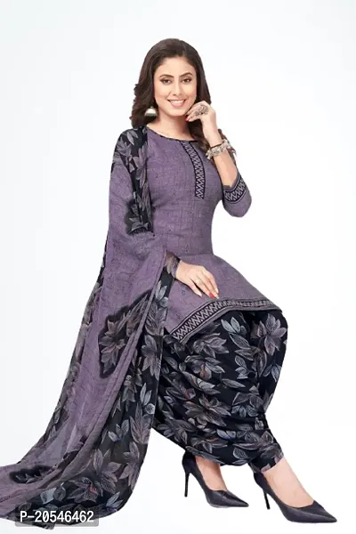 Beautiful Crepe Printed Dress Material with Dupatta-thumb0