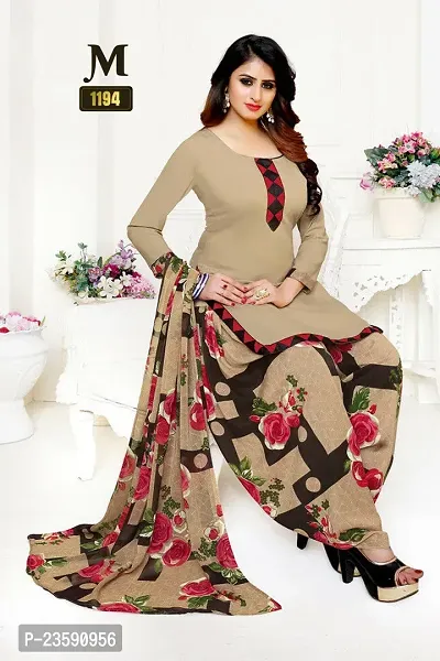 Beautiful Crepe Printed Dress Material with Dupatta