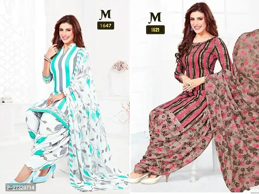 Beautiful Crepe Printed Dress Material with Dupatta Pack Of 2