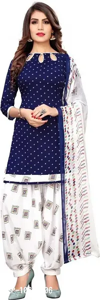 Beautiful Crepe Printed Unstitched Dress Material with Dupatta-thumb0