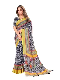 Casual Wear Printed Linen Cotton Saree For Women And Girls-thumb3