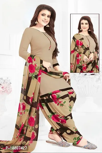 Beautiful Crepe Printed Unstitched Dress Material with Dupatta-thumb0