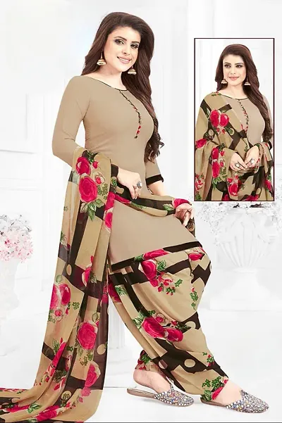 Attractive Crepe Dress Material with Dupatta