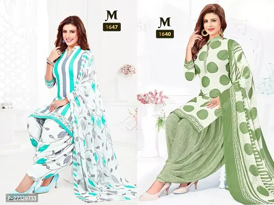 Beautiful Crepe Printed Dress Material with Dupatta Pack Of 2