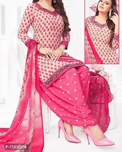 Beautiful Crepe Printed Dress Material with Dupatta-thumb0