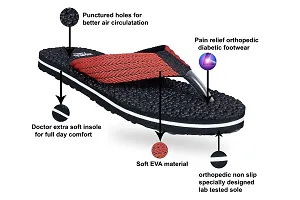 KIXRUN Men Hawai Chappal casual Flipflops Orthotic Comfortable Yoga Mat Sandals Comfortable Walking Chappal Bedroom Slipper Spa Slippers Flip Flops with Indoor  Outdoor Anti Skid Soles (Black, 6)-thumb3