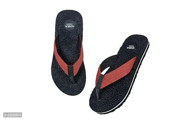 KIXRUN Men Hawai Chappal casual Flipflops Orthotic Comfortable Yoga Mat Sandals Comfortable Walking Chappal Bedroom Slipper Spa Slippers Flip Flops with Indoor  Outdoor Anti Skid Soles (Black, 6)