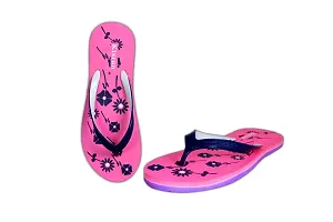 Comfortable Pink And Green PU Floral Printed Slipper For Women- Pack Of 2-thumb2