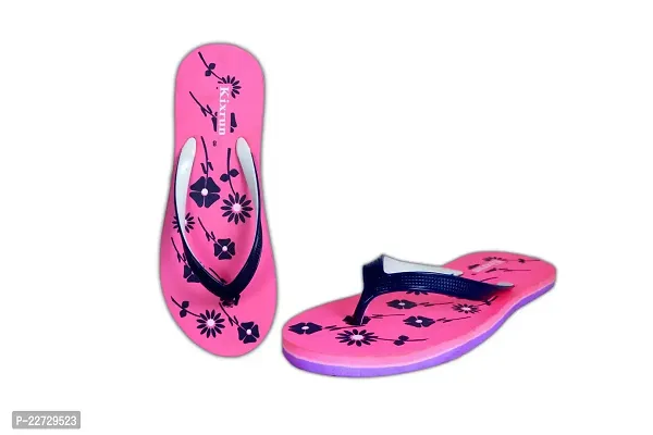 Comfortable Pink And Green PU Floral Printed Slipper For Women- Pack Of 2-thumb3