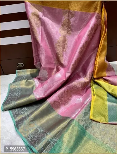 Beautiful Tissue Banarasi Saree with Blouse Piece-thumb3
