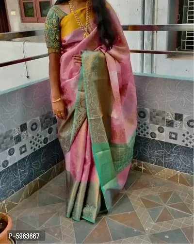 Beautiful Tissue Banarasi Saree with Blouse Piece-thumb4