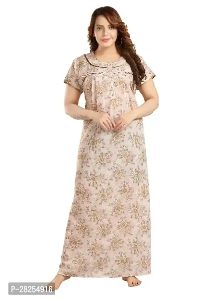 Comfortable Cotton Printed Round Neck Nightdress For Women-thumb0