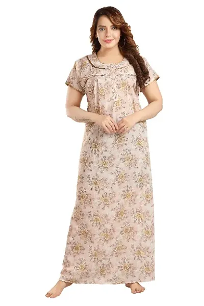 Comfortable Cotton Printed Round Neck Nightdress For Women