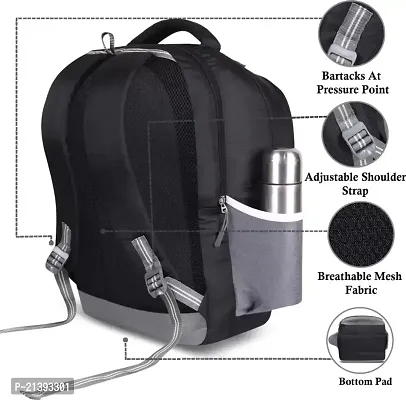 School bag For Men Women Boys Girls/Office School College Teens  Students Bag  Backpack (Black Grey)-thumb3