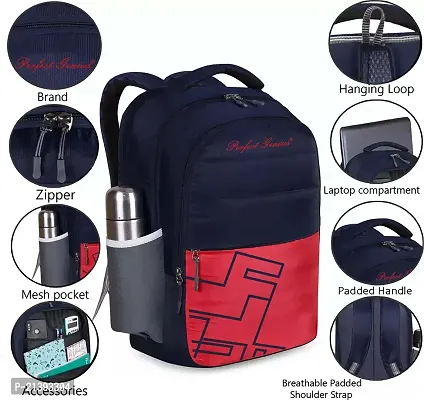 School bag For Men Women Boys Girls/Office School College Teens  Students Bag  Backpack ( Navy Blue Red )-thumb5