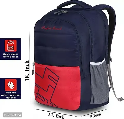 School bag For Men Women Boys Girls/Office School College Teens  Students Bag  Backpack ( Navy Blue Red )-thumb3