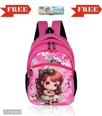 Stylish Printed School Bag for Kid  with Pencil Box-thumb0