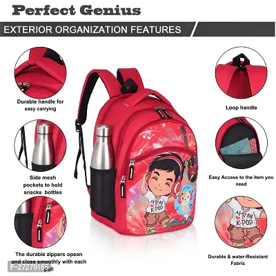 Designer School Bag for Kids, Boys, Girls, Travelling Bag, Picnic Bag, Gift Purpose Multicolor Kids Bags, School Bag, Bags, Kids School Bags, Kids Backpack For 2-8Years with compass ( Red )-thumb4