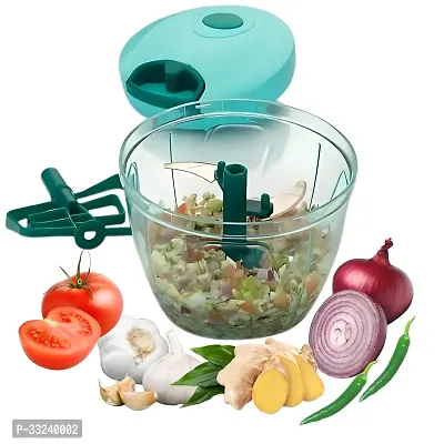 Vegetable Chopper 1000ml Sea Green 2 in 1 Multipurpose 5 Stainless Steel Blades One Pull 24 Times Chopping AntiSlip Base